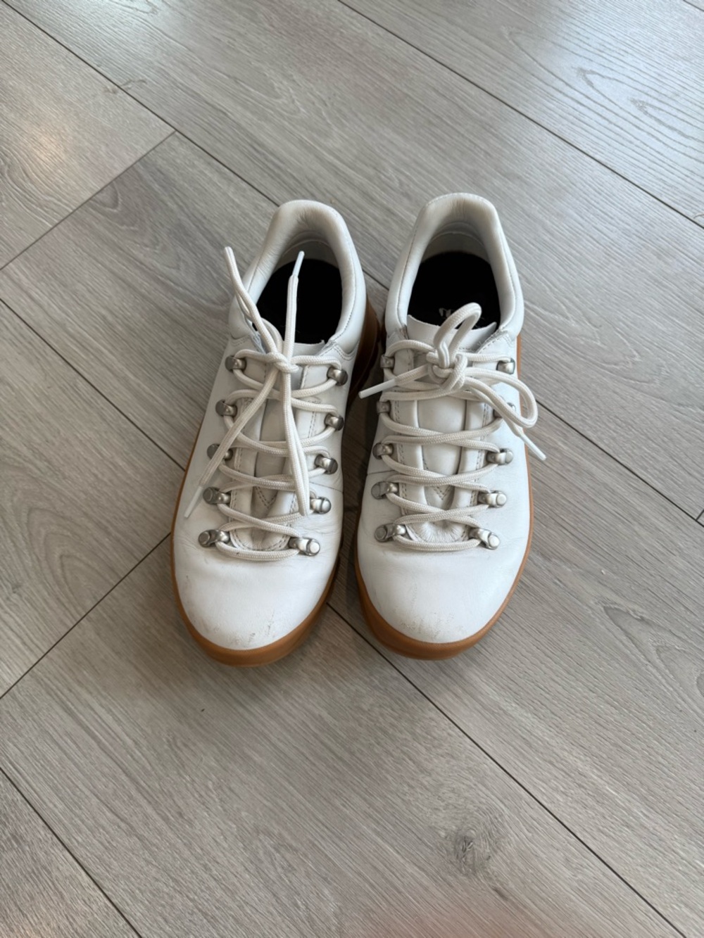 Merrell White Leather Platform Sneakers with Gum Sole